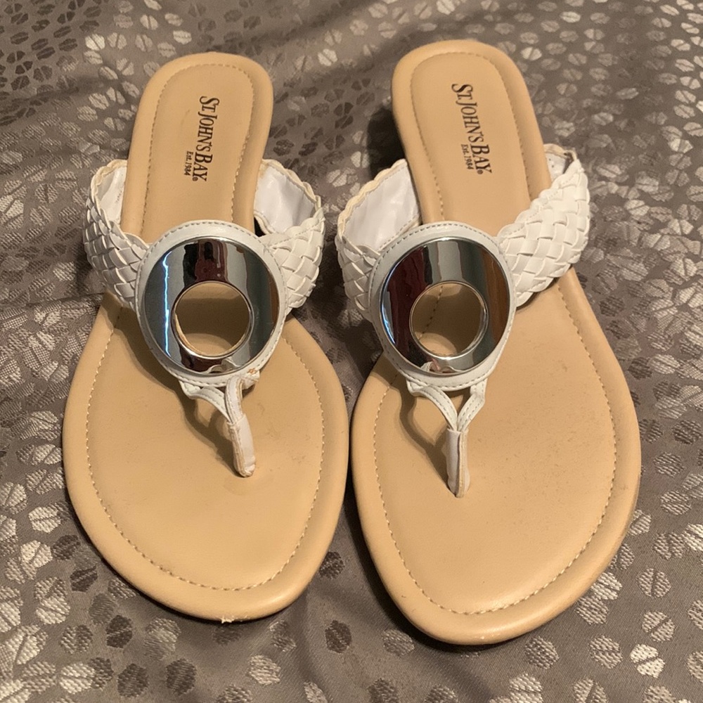 White sandals. St John’s Bay. Size 8